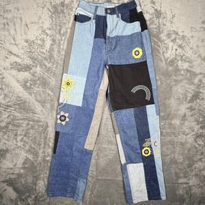 BDG Womens High Rise Baggy Jeans 27 Patchwork Embroidered Denim Pants